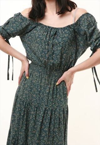 70S VINTAGE VTG RARE HIPPY FLORAL MAXI DRESS 500