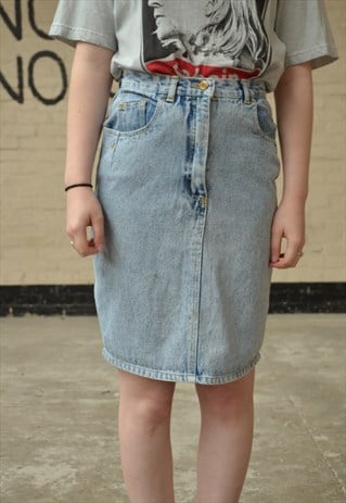VINTAGE HIGH WAIST DENIM SKIRT