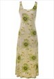 Vintage Light Green Floral Print Dress - S