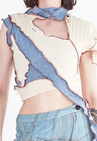 UPCYCLED PATCHWORK SUMMER KNIT TOP