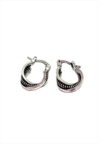 SILVER MINI TWISTED BOHO HOOP EARRINGS