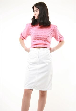 VINTAGE BENETTON HIGH WAIST COTTON WHITE PENCIL SKIRT 426