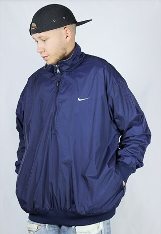 VINTAGE MENS NIKE REVERSIBLE ANORAK HALF ZIP JACKET FLEECE