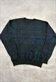 VINTAGE KNITTED JUMPER ABSTRACT PATTERNED GRANDAD SWEATER