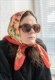 VINTAGE 70'S MULTICOLOUR FLOWER PRINT SCARF