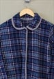 VINTAGE CHECK FLEECE BLUE BUTTON UP COLLARED WITH POCKETS 