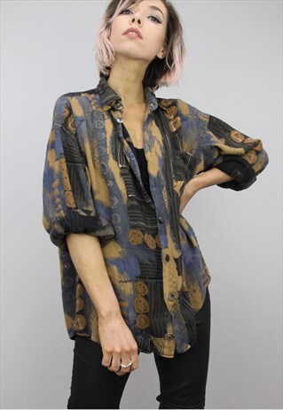 VINTAGE 80S/90S OVERSIZED PATTERNED SHIRT