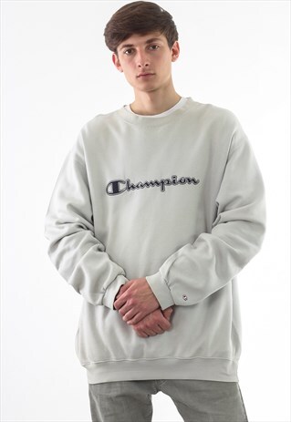VINTAGE CHAMPION CREW NECK 90S BEIGE BIG LOGO