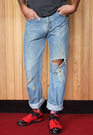 VINTAGE BLUE LEVI'S 501 PAINT JEANS