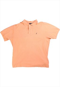 Nautica  Short Sleeve Button Up Polo Shirt Large Orange