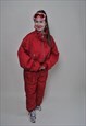 ONE PIECE RED SKI SUIT, RETRO WOMEN SNOW SUIT FROM 90S