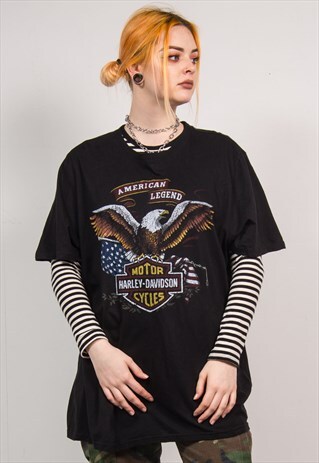 HARLEY-DAVIDSON VINTAGE 90'S BLACK EAGLE PRINT T-SHIRT