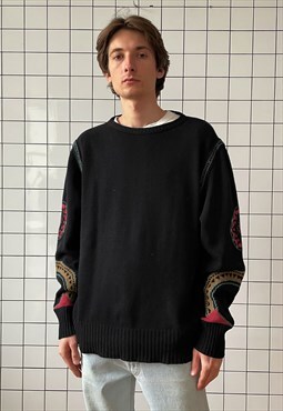 Vintage VERSACE Sweater Knit Printed Graphic Jumper 80s