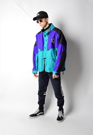 VINTAGE 90S COLOUR BLOCK 1/2 ZIPPER JACKET