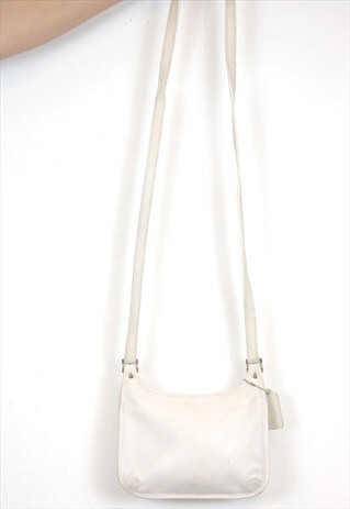 VINTAGE COACH CROSS BODY BAG IN WHITE LEATHER