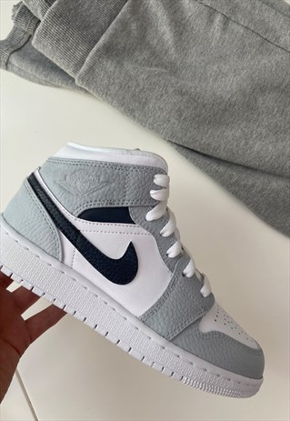 Nike Grey Smoke Custom Jordan 1 Mens