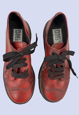 Red Vintage Leather Platform Retro Shoes