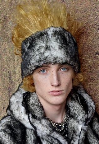 Faux fur headband luxury fleece head cover in vintage grey
