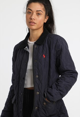 90S RALPH LAUREN QUILTED EMROIDERED LOGO JACKET