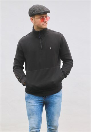 NAUTICA USA 1/4 ZIP MIDNIGHT BLACK SWEATSHIRT