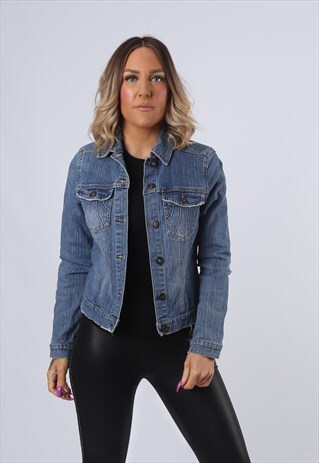 DENIM JACKET VINTAGE LIGHTWEIGHT FITTED UK 14 (DKEW)