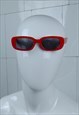 NEW OVAL FESTIVAL GLAM RAVE BRIGHT UNISEX SUNGLASSES IN RED