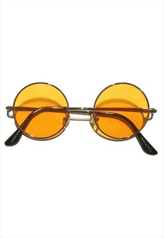 Orange Small Round Lens Sunglasses