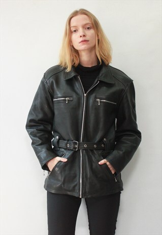 VINTAGE 80' OLDSCHOOL CLASSIC UNISEX BLACK LEATHER JACKET