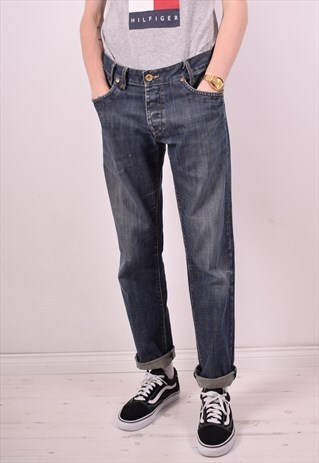 TOMMY HILFIGER MENS VINTAGE JEANS W33 L34 BLUE 90S