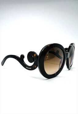 Prada Swirl Sunglasses Round Brown Oversized Minimal Baroque