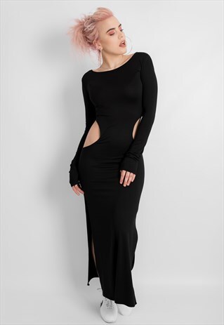 MAXI BLACK CUT DRESS