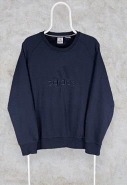 Adidas Sweatshirt Spell Out Embroidered Navy Blue Sample