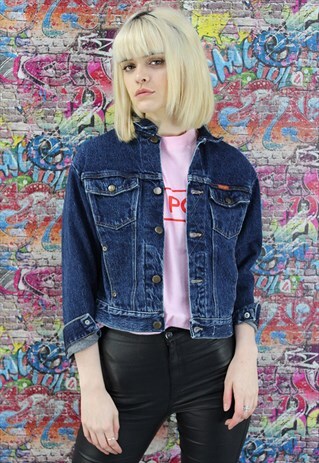 VINTAGE WRANGLER 80S DARK BLUE DENIM JACKET. UNISEX.