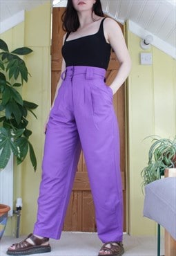 Vintage 80s high waisted bright purple balloon leg trousers