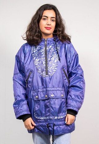 90'S VINTAGE PURPLE PATTERNED SKI COAT JACKET