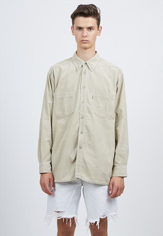 VINTAGE BEIGE LEVI'S LONG SLEEVE CORDUROY SHIRT