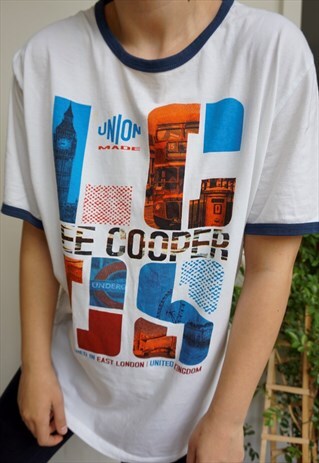 VINTAGE COLORFUL FRONT LOGO WHITE TEE