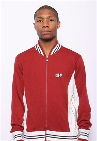 VINTAGE FILA LOGO TRACK JACKET RED
