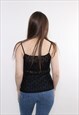 90S BLACK TRANSPARENT TOP, VINTAGE SHEER MESH PARTY TANK TOP