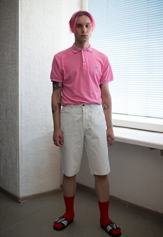 VINTAGE 90'S WHITE COTTON METAL BUTTONS UP SHORTS