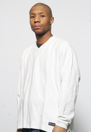VINTAGE CHAMPION PLAIN SWEATSHIRT WHITE