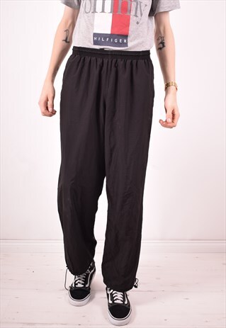 PUMA MENS VINTAGE TRACKSUIT TROUSERS MEDIUM BLACK 90S