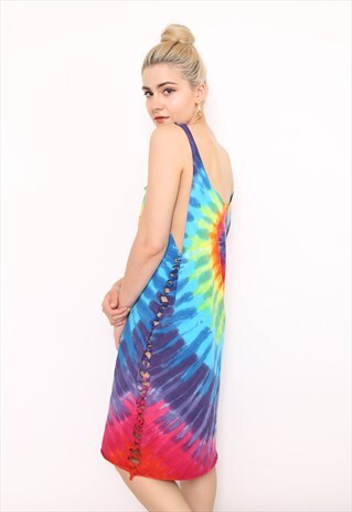 VINTAGE 90S MULTICOLOURED TIE DYE DRESS