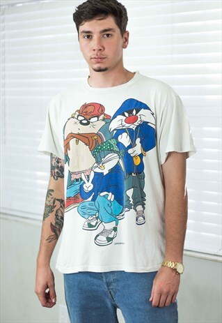 VINTAGE LOONEY TUNES T-SHIRT LOGO 90S XL 8