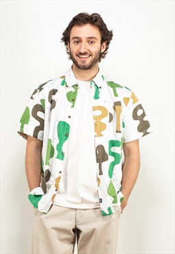 Vintage 90's Men Patterned Light Shirt in Multi