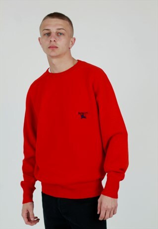 1980S BURBERRYS OF LONDON RED LAMBSWOOL JUMPER