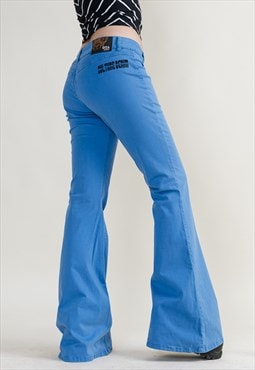 Vintage 90/Y2k Rave Super Flare Low Waist Blue Trousers M