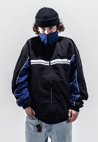 VINTAGE 90S UNBRANDED TRACK TOP IN BLACK