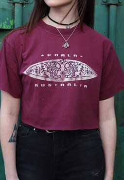 Vintage 90s Grunge Maroon Tee T-shirt Koala Australia 