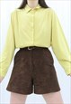 90S VINTAGE YELLOW COLLARED SHIRT BLOUSE (SIZE M)